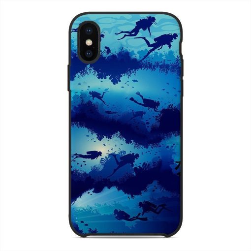 Gearhumans 3D Scuba Diving Phone Case ZZ2105213 Glass Phone Case Iphone X