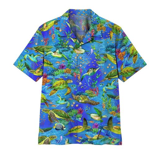 Gearhumans 3D Sea Turtle Hawaii Shirt ZZ1905211 Hawai Shirt Short Sleeve Shirt S