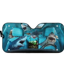 gearhumans 3D Shark Custom Car Auto Sunshade Custom Car Auto Sunshade GL22072 Auto Sunshade 57''x27.5'' 
