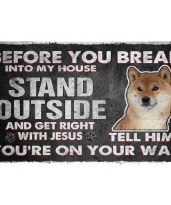 Gearhumans 3D Shiba Inu Before You Break Into My House Custom Doormat GW2605211 Doormat Doormat S(15,8inchx23,6inch) 