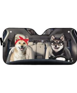 gearhumans 3D Shiba Inu Custom Car Auto Sunshade GW18063 Auto Sunshade 57''x27.5'' 