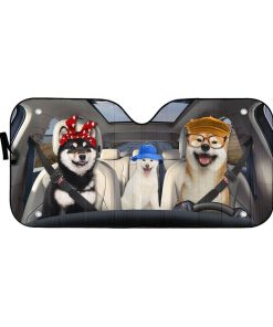 Gearhumans 3D Shiba Inu Dogs Custom Car Auto Sunshade GW24052112 Auto Sunshade 57''x27.5'' 