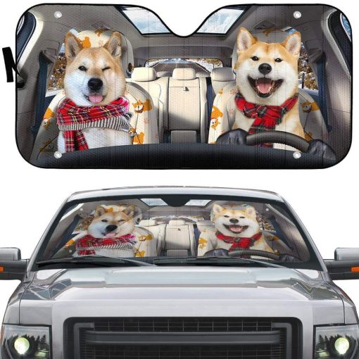 gearhumans 3D Shiba Pinic Time Auto Sunshade GL25066 Auto Sunshade