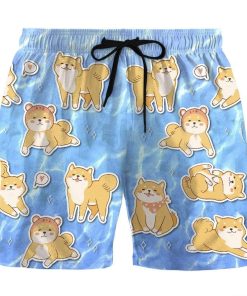 Gearhumans 3D Shiba Swimming Custom Beach Shorts Swim Trunks GL26065 Men Shorts Men Shorts S 