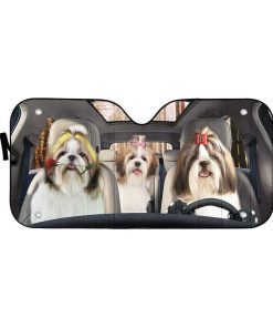 gearhumans 3D Shih Tzu Custom Car Auto Sunshade GL20073 Auto Sunshade 57''x27.5'' 