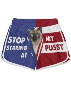 Gearhumans 3D Siamese Cat Stop Staring at My Pussy Custom Women Beach Shorts Swim Trunk GV30077 Women Shorts Women Shorts XS