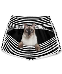 Gearhumans 3D Siamese Cat Stripes Custom Women Beach Shorts Swim Trunk GV300713 Women Shorts Women Shorts XS