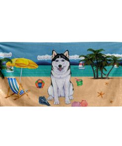 Gearhumans 3D Siberian Husky Dog Custom Beach Towel GW120523 Towel Towel 60''x30'' 