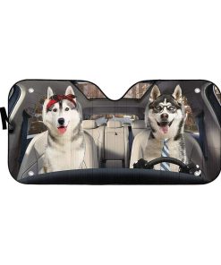 gearhumans 3D Siberian Husky Dog Custom Car Auto Sunshade GV01076 Auto Sunshade 57''x27.5'' 