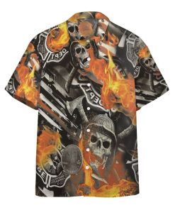 Gearhumans 3D Skull Firefighter Custom Hawaii Shirt GO10052129 Hawai Shirt Short Sleeve Shirt S 