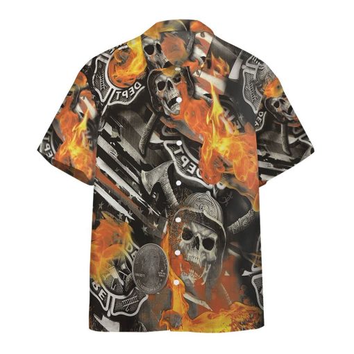 Gearhumans 3D Skull Firefighter Custom Hawaii Shirt GO10052129 Hawai Shirt Short Sleeve Shirt S