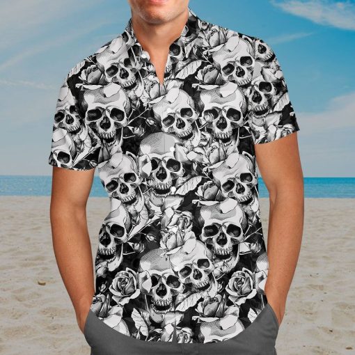 Gearhumans 3D Skull Hawaii Shirt hawaii Short Sleeve Shirt
