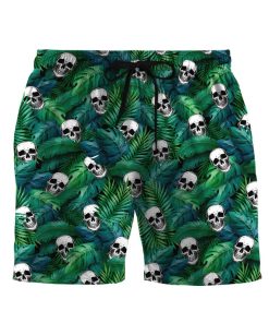 Gearhumans 3D Skull Tropical Hawaiian Custom Beach Shorts Swim Trunks GS10052112 Men Shorts Men Shorts S 