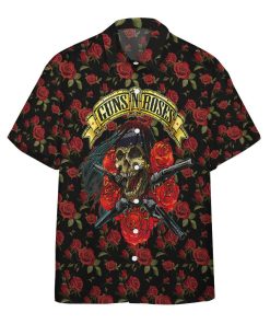 Gearhumans 3D Skulls With Guns And Roses Custom Hawaii Shirt GO12052116 Hawai Shirt Short Sleeve Shirt S 