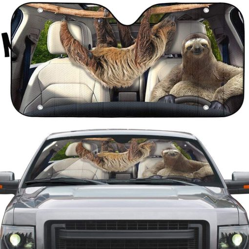 gearhumans 3D Sloths Custom Car Auto Sunshade GL07085 Auto Sunshade