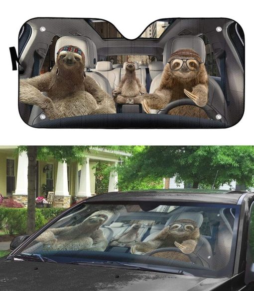 gearhumans 3D Sloths Custom Car Auto Sunshade GS23063 Auto Sunshade