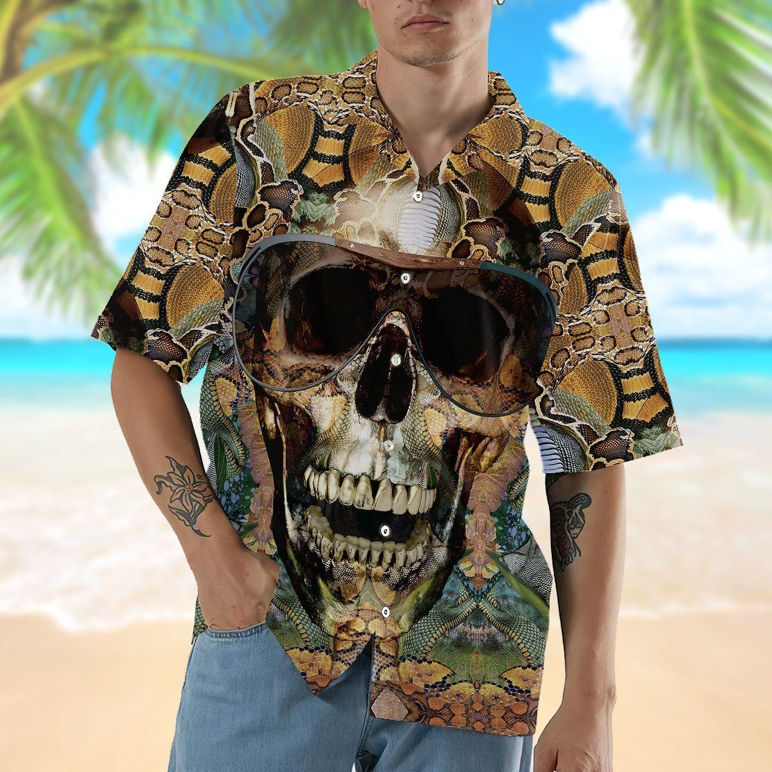 Gearhumans 3D Snake Skull Hawaii Shirt 6 Gearhumans 3D Snake Skull Hawaii Shirt ZZ07043 Hawai Shirt