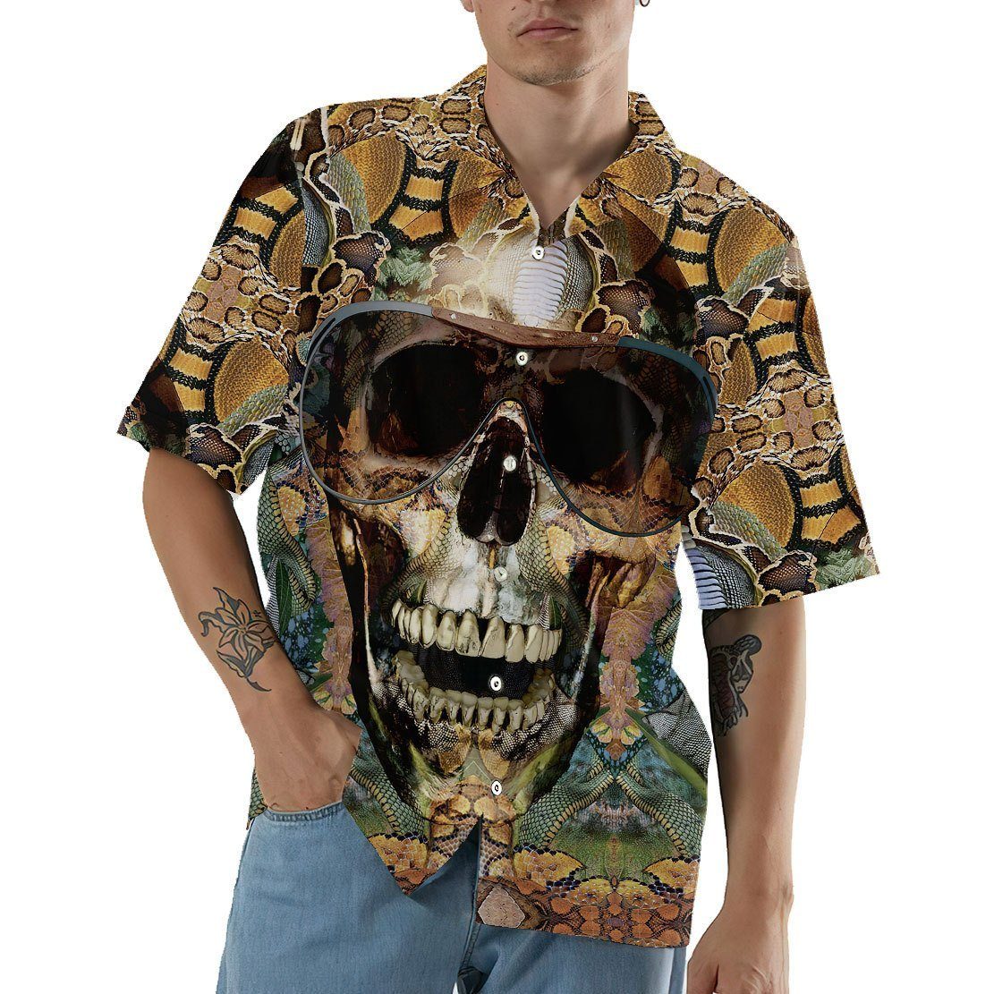 Gearhumans 3D Snake Skull Hawaii Shirt 3 Gearhumans 3D Snake Skull Hawaii Shirt ZZ07043 Hawai Shirt