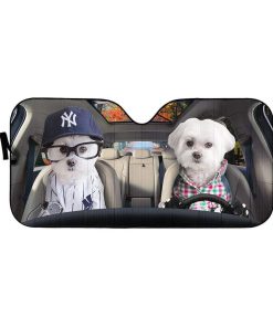 gearhumans 3D Soulmate Friend Terrier Dogs In Car Custom Car Auto Sunshade GV230617 Auto Sunshade 57''x27.5'' 