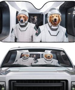 gearhumans 3D Space X Golden Retriever Custom Car Auto Sunshade GV01065 Auto Sunshade 