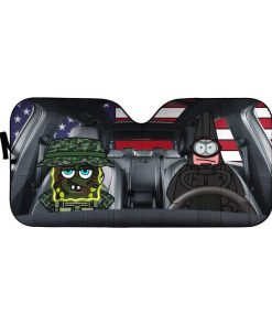 gearhumans 3D SpongeBob And Patrick Storm The America Defense Lines Custom Car Auto Sunshade GL27053 Auto Sunshade 57''x27.5'' 