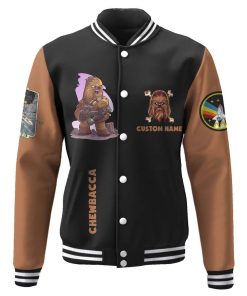 Gearhumans 3D Star Wars Chewbacca Custom Name Baseball Jacket GK210148 Baseball Jacket Baseball Jacket S 