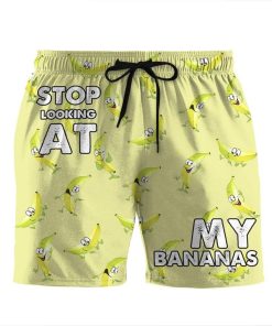 Gearhumans 3D Stop looking at my bananas Beach Shorts Swim Trunks GV030717 Men Shorts Men Shorts S