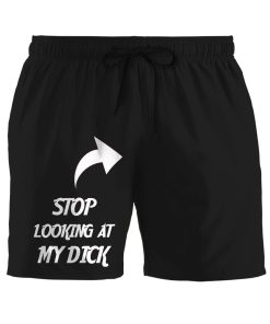 Gearhumans 3D Stop Looking At My Dick Custom Beach Shorts Swim Trunks GV11063 Men Shorts Men Shorts S 