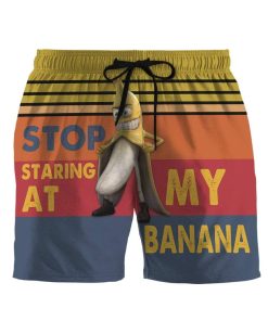 Gearhumans 3D Stop staring at my banana Summer Beach Shorts Swim Trunks GV070712 Men Shorts Men Shorts S