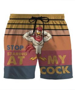 Gearhumans 3D Stop staring at my cock Custom Beach Shorts Swim Trunks GS03079 Men Shorts Men Shorts S