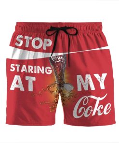 Gearhumans 3D Stop staring at my coke Beach Shorts Swim Trunks GN08071 Men Shorts Men Shorts S