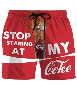 Gearhumans 3D Stop staring at my Coke Beach Shorts Swim Trunks GV07079 Men Shorts Men Shorts S