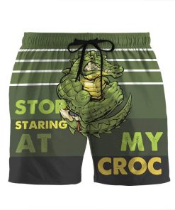 Gearhumans 3D Stop staring at my croc Beach Shorts Swim Trunks GV08074 Men Shorts Men Shorts S