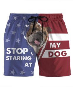 Gearhumans 3D Stop staring at my dog Bulldog Custom Beach Shorts Swim Trunks GV31079 Men Shorts Men Shorts S