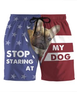 Gearhumans 3D Stop staring at my dog French Bulldog Custom Beach Shorts Swim Trunks GV310710 Men Shorts Men Shorts S