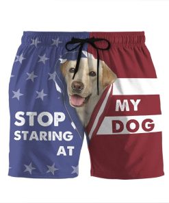 Gearhumans 3D Stop staring at my dog Labrador Retriever Custom Beach Shorts Swim Trunks GV310712 Men Shorts Men Shorts S