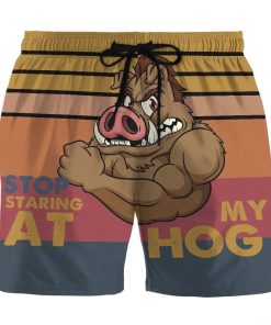 Gearhumans 3D Stop Staring At My Hog Custom Beach Shorts GS29066 Men Shorts Men Shorts S 