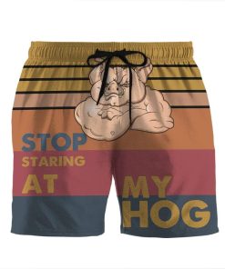 Gearhumans 3D Stop Staring At My Hog Custom Beach Shorts Swim Trunks GL08071 Men Shorts Men Shorts S