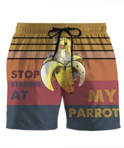 Gearhumans 3D Stop staring at my parrot Beach Shorts Swim Trunks GV030713 Men Shorts Men Shorts S