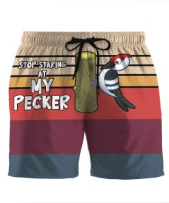 Gearhumans 3D Stop Staring At My Pecker Custom Beach Shorts Swim Trunks GS06079 Men Shorts Men Shorts S