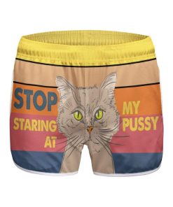 Gearhumans 3D Stop Staring At My Pussy Custom Women Beach Shorts GW290710 Women Shorts Women Shorts XS