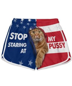Gearhumans 3D Stop Staring At My Pussy Custom Women Beach Shorts GW29079 Women Shorts Women Shorts XS
