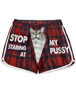 Gearhumans 3D Stop Staring At My Pussy Custom Womens Beach Shorts GS31077 Women Shorts Women Shorts XS