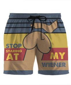 Gearhumans 3D Stop Staring At My Wiener Beach Shorts Swim Trunks GV08071 Men Shorts Men Shorts S