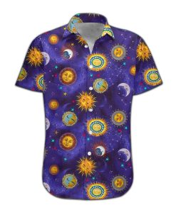 Gearhumans 3D Sun And Moon Hippie Hawaii Shirt hawaii Short Sleeve Shirt S