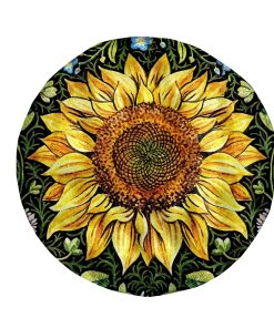 Gearhumans 3D Sunflower Custom Round Beach Towel GW2406219 Round Beach Towel Round Beach Towel FS 