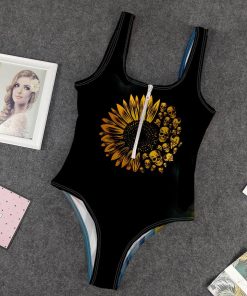 Gearhumans 3D Sunflower Skulls Custom One Piece Swimsuit GW24052119 One-piece Swimsuit One-piece Swimsuit S 