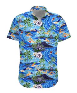 Gearhumans 3D Swimming Hawaii Shirt hawaii Short Sleeve Shirt S