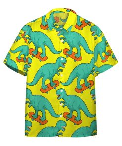 Gearhumans 3D T Rex On Skateboard Custom Hawaii Shirts GO12052114 Hawai Shirt Short Sleeve Shirt S 