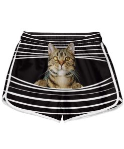 Gearhumans 3D Tabby Cat Stripes Custom Women Beach Shorts Swim Trunk GV29076 Women Shorts Women Shorts XS